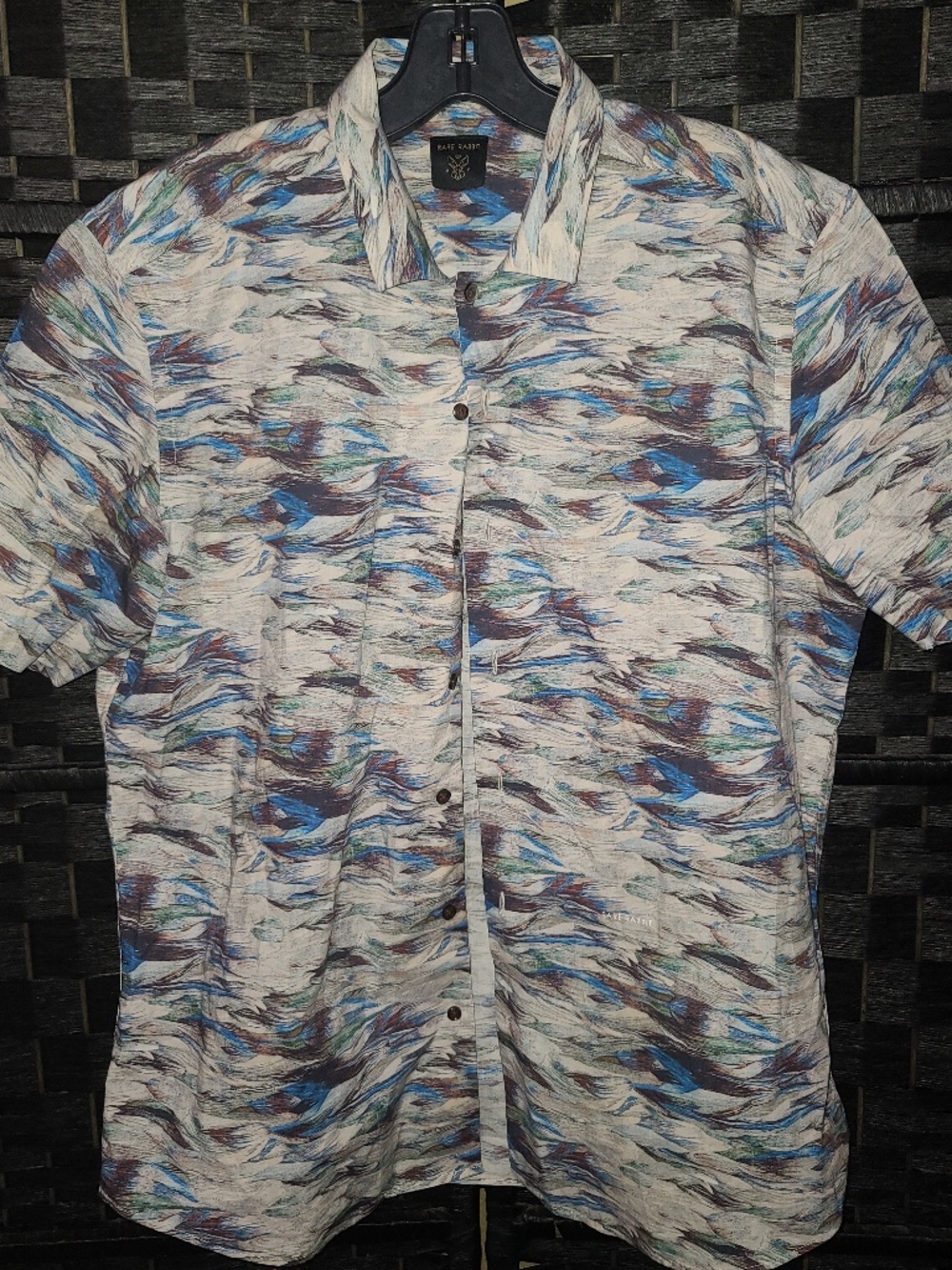 Rare Rabbit White Cotton Printed Regular Fit Casual Shirt size M NWOT